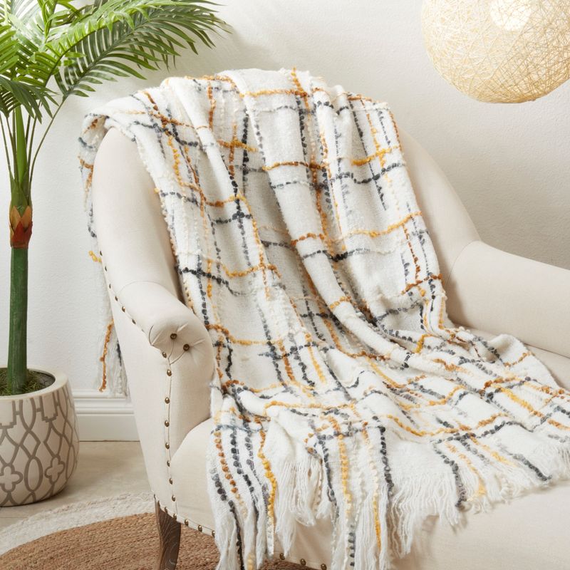 Saro Lifestyle Cozy Crosshatch Knit Fringed Throw, Multicolored, 50"x60", 3 of 4