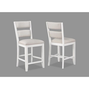 Ridstar Set of 2 Ladder Back Counter Height Side Chair Stool For Dining Room-White - 1 of 4