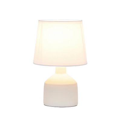 Off-White Ceramic Mini Table Lamp with Fabric Shade