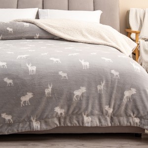 Plush Throw Blanket with Faux Shearling Reverse - Great Bay Home - 1 of 4