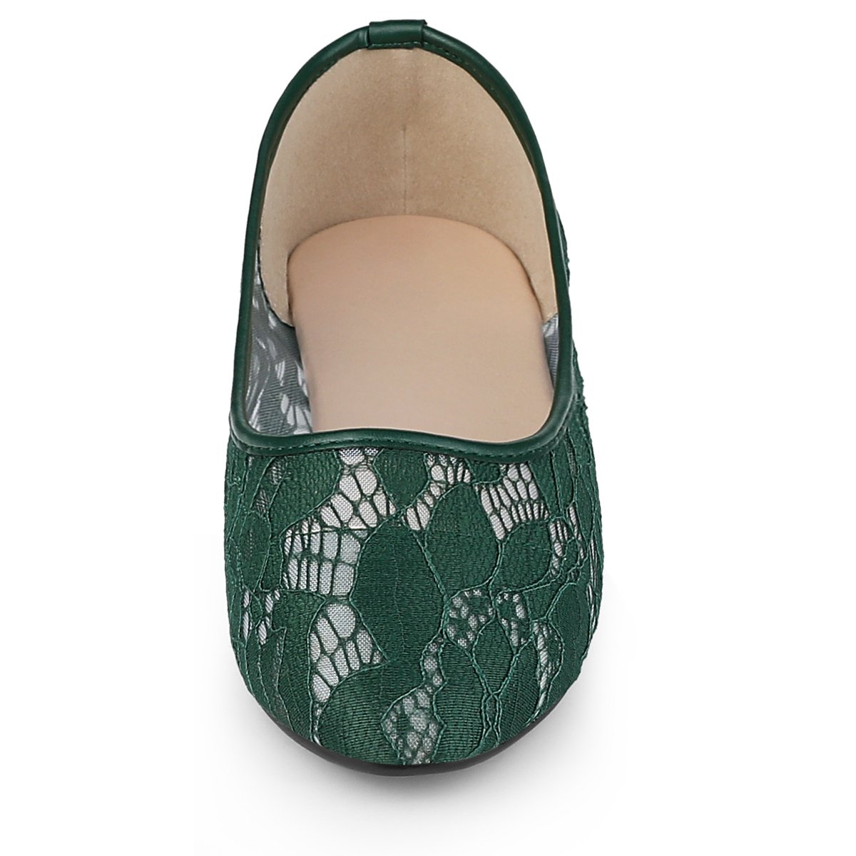 Обувь Allegra K Women's Mesh Floral Lace Round Toe Slip on Ballet Flats 10 Olive Green — фото 2