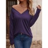 Coolmee Women's Long Sleeve Tops with Buttons V-Neck Summer Outfits Casual Blouses Shirts Business Vacation Clothes - 4 of 4