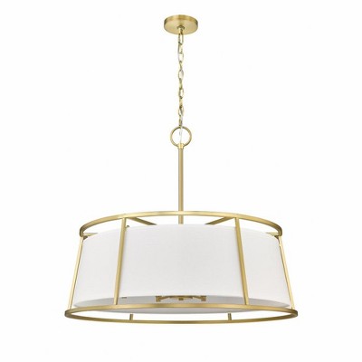 Lenyx Elegant Brushed Nickel and Brass Drum Pendant Light