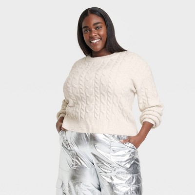 Plus size silver sweater sale