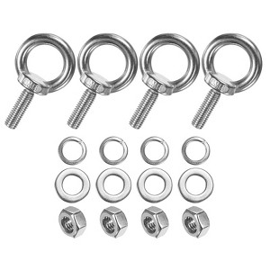 Unique Bargains Stainless Steel Durable Rust-Resistant Eyebolts with Nuts Washers Male Screw for Fastening 10 Pcs - 1 of 4
