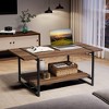 41" Farmhouse Coffee Table with Storage Shelf, 2 Tie Rectangle Center Table with Storage - 3 of 4