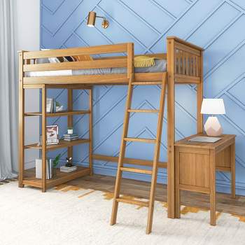 Max & Lily Twin High Loft Bed with Bookcase and Desk