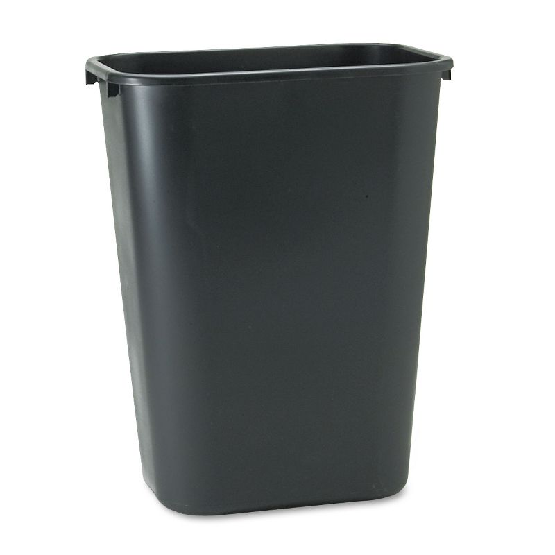 Rubbermaid Commercial Deskside Plastic Wastebasket Rectangular 10 1/4 gal Black 295700BK, 1 of 6
