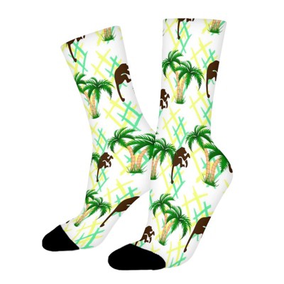Summer Monkey Animal Women Printed Crew Socks Funny Funky Socks Soft Polyester Novelty Gifts for Artists Men
