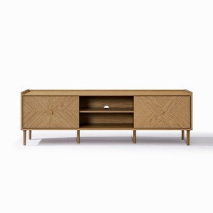 LuxenHome Summer Oak Manufactured Wood 2-Door 63" Wide TV Console Cabinet Brown - 1 of 4