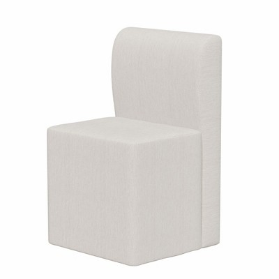 Lirago Wheeled Dining Chair & Footstool Set-Modern Beige Linen Furniture with Rolling Function for Living Room & Bedroom