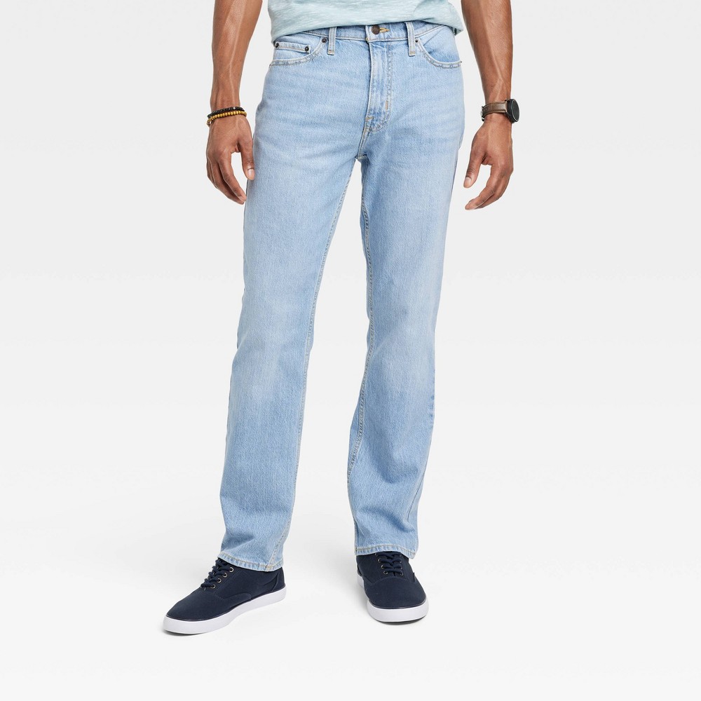 Men's Straight Fit Jeans - Goodfellow & Co™ Light Wash 40x30: Midweight Twill, Stretch, Mid Rise, Machine Washable