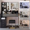 YONWAY 3 in 1 Vanity Desk with Mirror, 5 Drawers+Cushioned Stool Vanity Table Set, 2 AC+2 USB Power Station, Hair Dryer Stand, 3-color Switch - 4 of 4