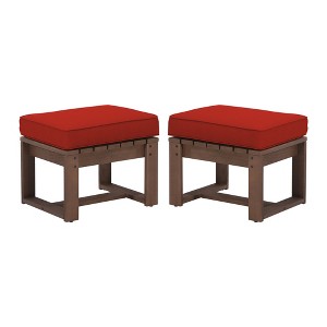 YARDSIGHT 2-Piece Outdoor Wooden Ottomans with Removable Cushions, Multi-Functional Footrests & Side Tables for Patio, Garden & Backyard Seating - 1 of 4