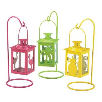 Set of 3 Iron Tropical Outdoor Lanterns - Zingz & Thingz