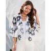 Womens Cardigan Open Front 3/4 Sleeve Lapel Collar Shrugs Lightweight Cardigan,Daisy White - M - 3 of 4