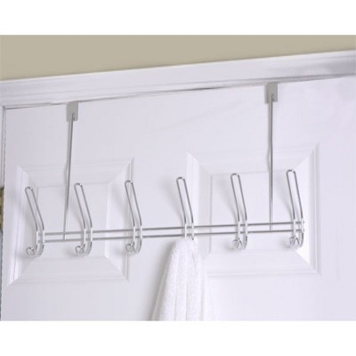 Home Basics 6 Dual Hook Over the Door Chrome Plated Steel Hanging Rack