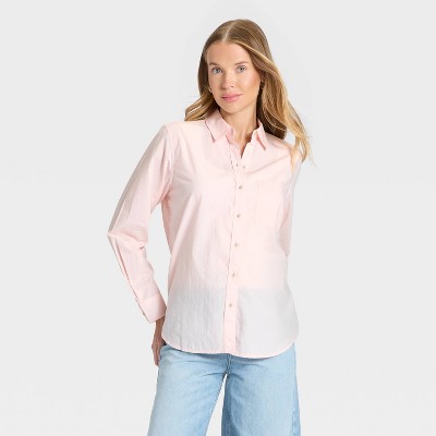 Women's Long Sleeve Collared Neck Button-Down Shirt - Universal Thread™