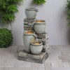 Teamson Home 30.7" 4-Tier Outdoor Metal and Polyresin Solar Birdbath Water Fountain with LED Lights and Pump Gray - 3 of 4