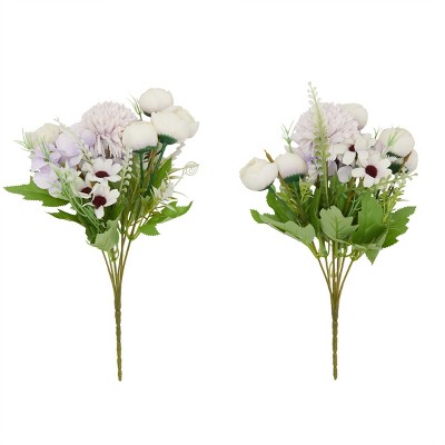 Farmlyn Creek 2 Pack Lavender Silk Peony and Hydrangea Flower Arrangement for Bouquets and Centerpieces