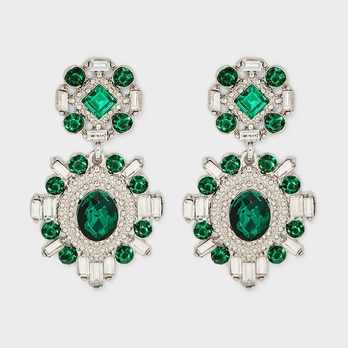 Stone Cluster Earrings Emerald Green Target