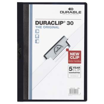 Durable Vinyl DuraClip Report Cover w/Clip Letter Holds 30 Pages Clear/Navy 220328