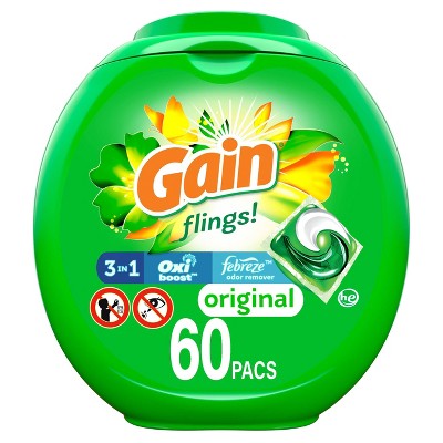 Gain flings! Original Scent Liquid Laundry Detergent Pacs - 60ct