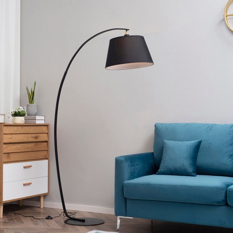HOMCOM Arched Floor Lamp, Modern Standing Lamp with Foot Switch & Metal Base, Corner Reading Lamps Tall Pole Light for Office Bedroom Living Room, 3 of 10