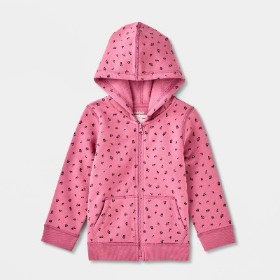 Toddlers' Adaptive Zip-Up Fleece Hoodie Sweatshirt - Cat & Jack™ Pink Rose