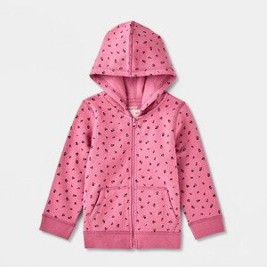 Toddlers' Adaptive Zip-Up Fleece Hoodie Sweatshirt - Cat & Jack™ Pink Rose - 1 of 4