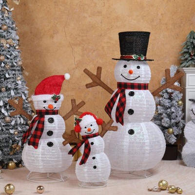Karl Home  3pcs Pop-up Lighted Snowman Family Chirstmas Decoration
