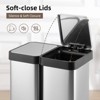 10/13 Gallon Dual Trash and Recycling Bin Fingerprint Proof Stainless Steel Kitchen Garbage Can with Double Lid - 4 of 4