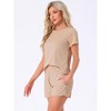INSPIRE CHIC Women's Ribbed Knit Soft Short Sleeve Top and Shorts Ruffled Lounge Set Pajama Set with Pocket - 3 of 4