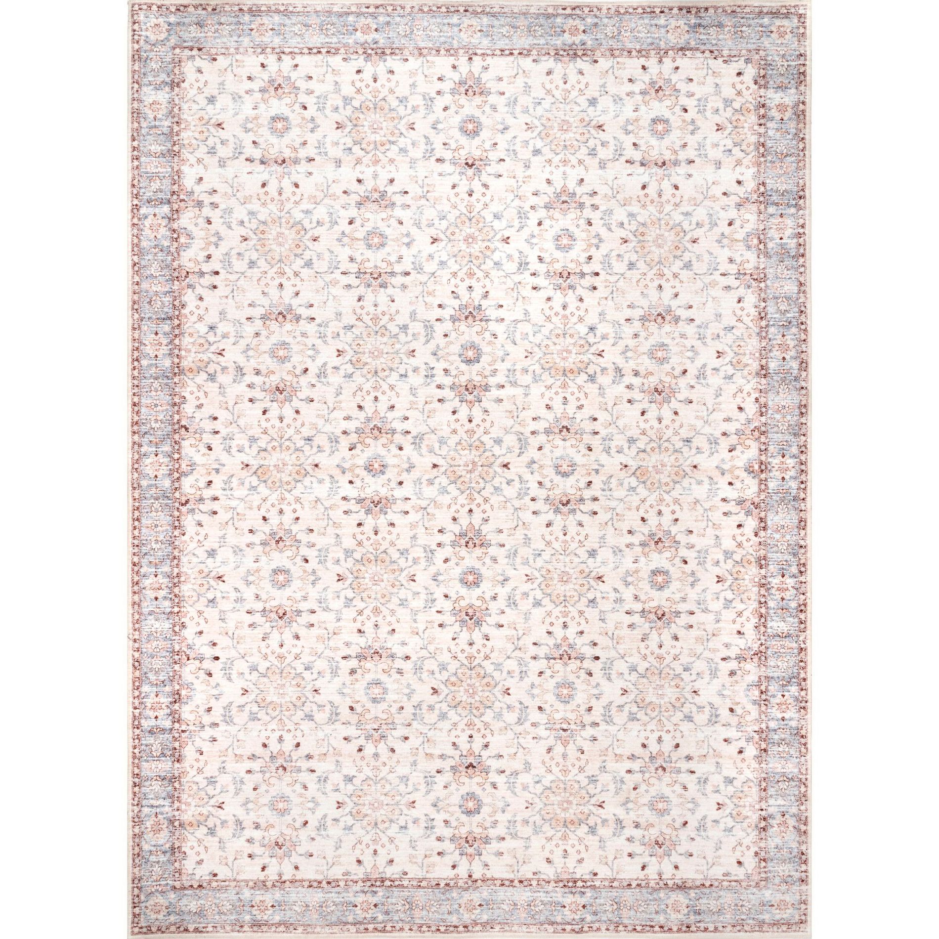 Nuloom Gemma Pet Friendly Machine Washable Transitional Floral Area Rug, 4' x 6', Light Beige