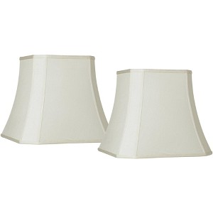 Imperial Shade Set of 2 Square Lamp Shades Cream Medium 10.5" Top x 16" Bottom x 13.5" High Spider Replacement Harp Finial Fitting - 1 of 4