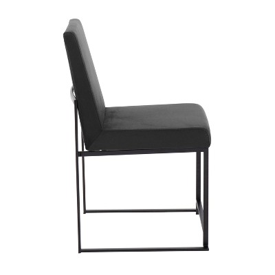 Elegant High Back Fuji Dining Chairs in Black Velvet and Steel