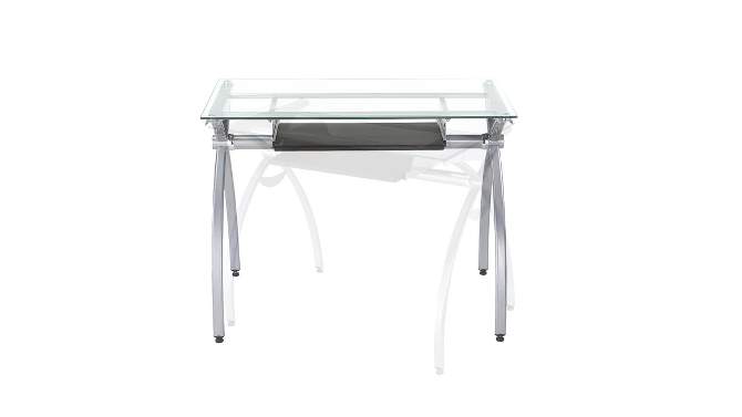 Contemporary Clear Glass Top Computer Desk with Pull Out Keyboard Panel Clear - Techni Mobili, 2 of 11, play video