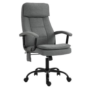 Vinsetto High Back Big and Tall Executive Office Chair 484lbs with Wide  Seat Computer Desk Chair with Linen Fabric Swivel Wheels Light Gray