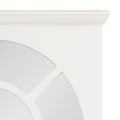 Coastal White Arched Wall Mirror with Vintage Shelf, 21x36