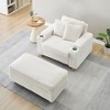 57" Corduroy Single Sofa Chair with One Pillow, Two Throw Pillows, Footstool, and Two Storage Spaces, Comfortable and Stain-Resistant Sofa - 4 of 4