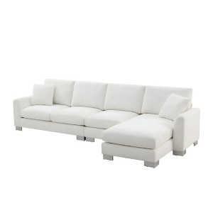 NicBex Modern 119" Chenille Sectional Sofa Modular L Shape Sofa Couch with 2 Pillows for Living Room Apartment - 1 of 4