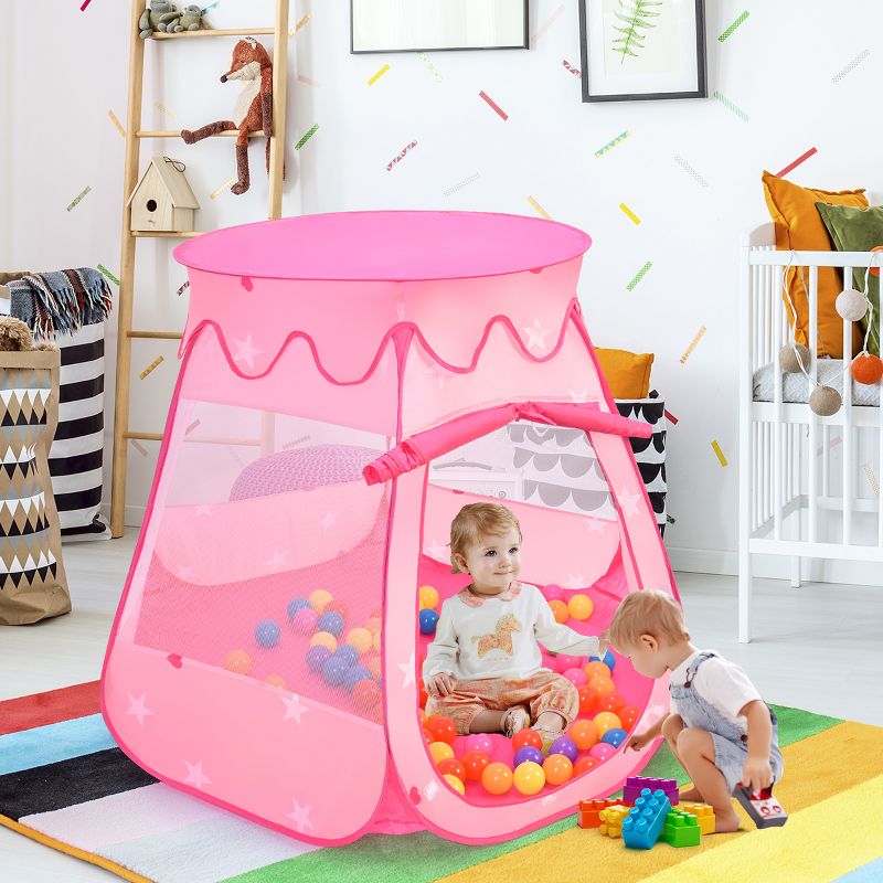 Costway Kid Outdoor Indoor Princess Play Tent Playhouse Ball Tent Toddler Toys w/ 100 Balls, 3 of 13