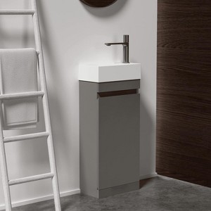 "16" Freestanding Bathroom Vanity with Sink, Modern One-Piece Design, Minimalist Storage Cabinet, Space Saving Solution for Bathrooms - 1 of 4