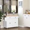NicBex Rolling Kitchen Island Kitchen Cart with Drawers with Rubberwood Top, 2 Storage Cabinets, and 2 Drawers - 2 of 4