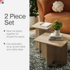 Stead Square Fluted Nesting Coffee Table - Low Profile 2 Piece Square Coffee Table Set - Living Room Furniture (Natural Oak) - 4 of 4