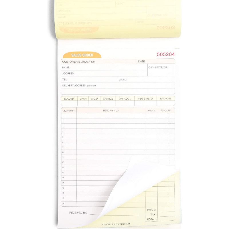 Pack of 3 Sales Order Book, 50-Set Carbonless Invoice per Book, 2 Part Form, for Issuing Invoices, 4 of 8