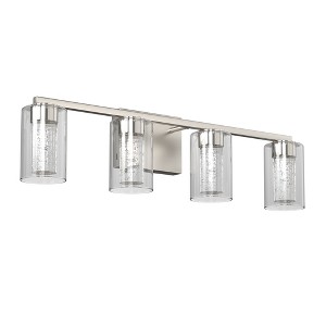 DORESshop 26 in. 28-Watt 4-Light Brushed Nickel Crystal LED Integrated Vanity Light for Bathroom, 3000/4000/6000K Adjustable - 1 of 4