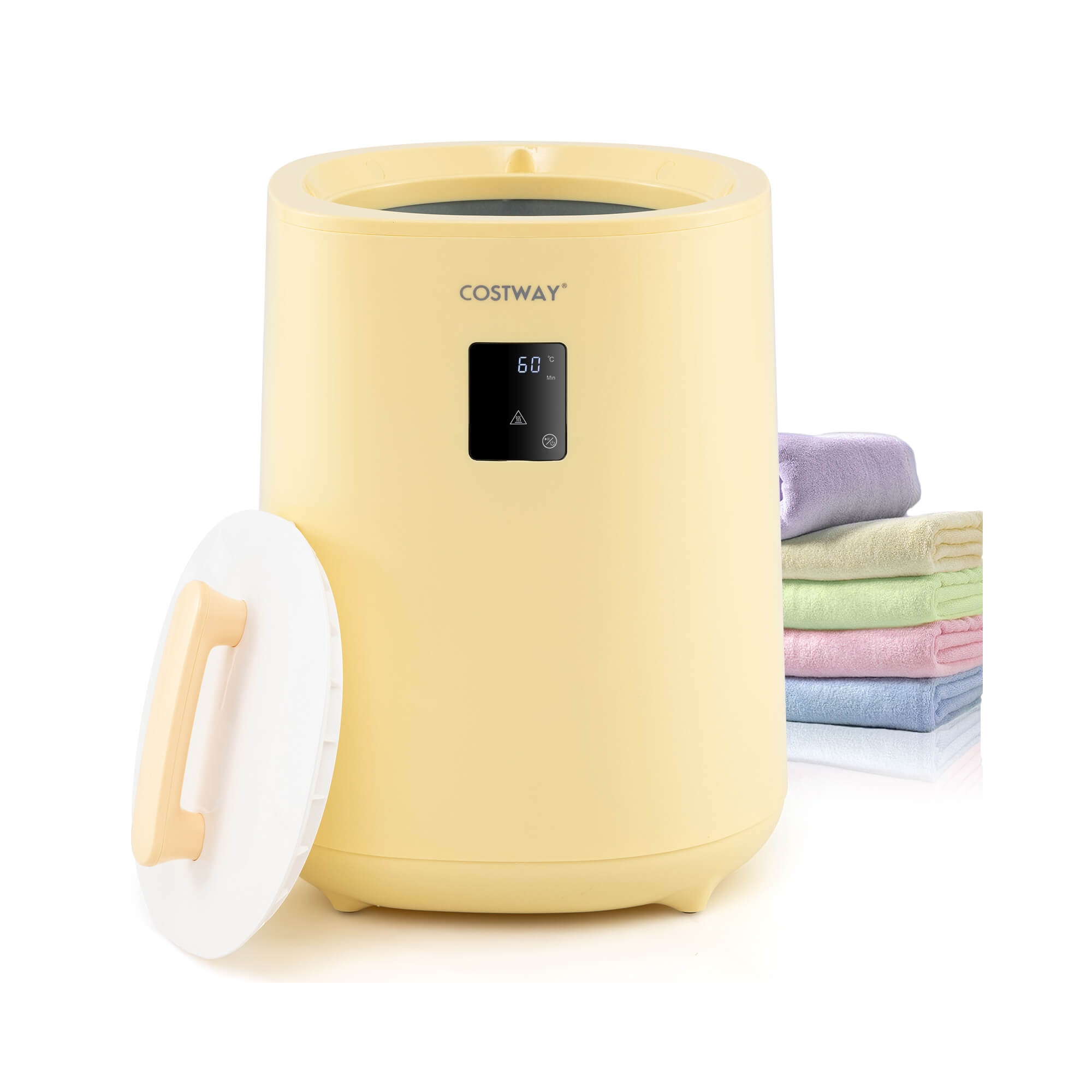 Costway 18 L Towel Warmer for Bathroom Luxury Towel Heater with LED Display & Auto Shut off Yellow