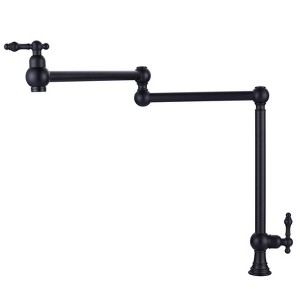 WOWOW  Deck Mounted Pot Filler with Double Handle and Joint Swing Arm in Brushed Nickel - 1 of 4