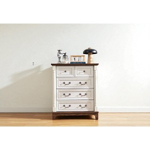 Mshliw 5 Drawer Dresser, Rustic Wooden Chest of Drawers with Two-Tone Finish, Storage Organizer for Bedroom or Living Room - 1 of 4